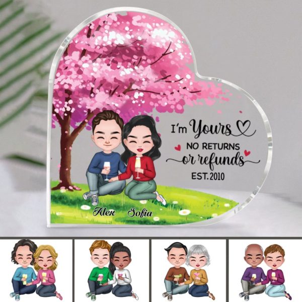 Couple - I m Yours, No Returns Or Refunds, EST. - Personalized Heart Acrylic Plaque on Sale